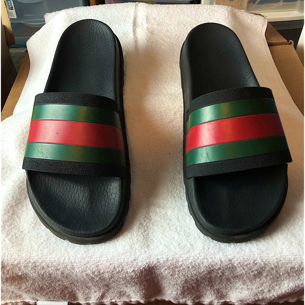 Gucci Men’s Web Rubber Slides